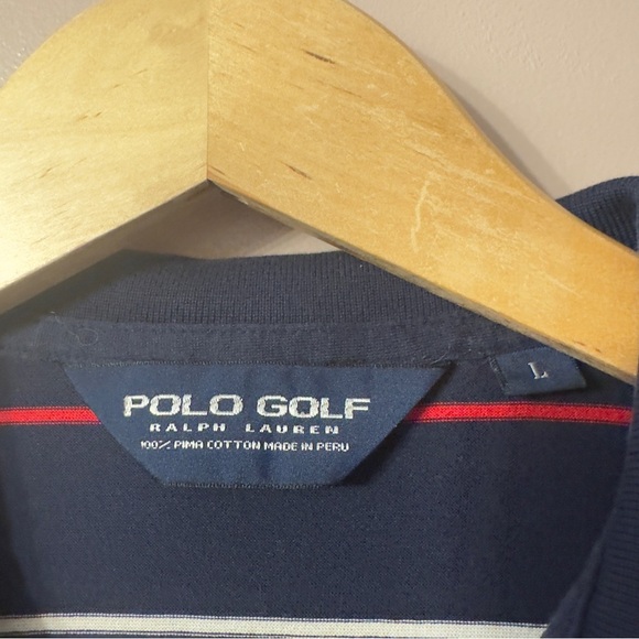 Polo Ralph Lauren Golf Shirt Stripe Navy Blue Men Size L - Picture 5 of 6